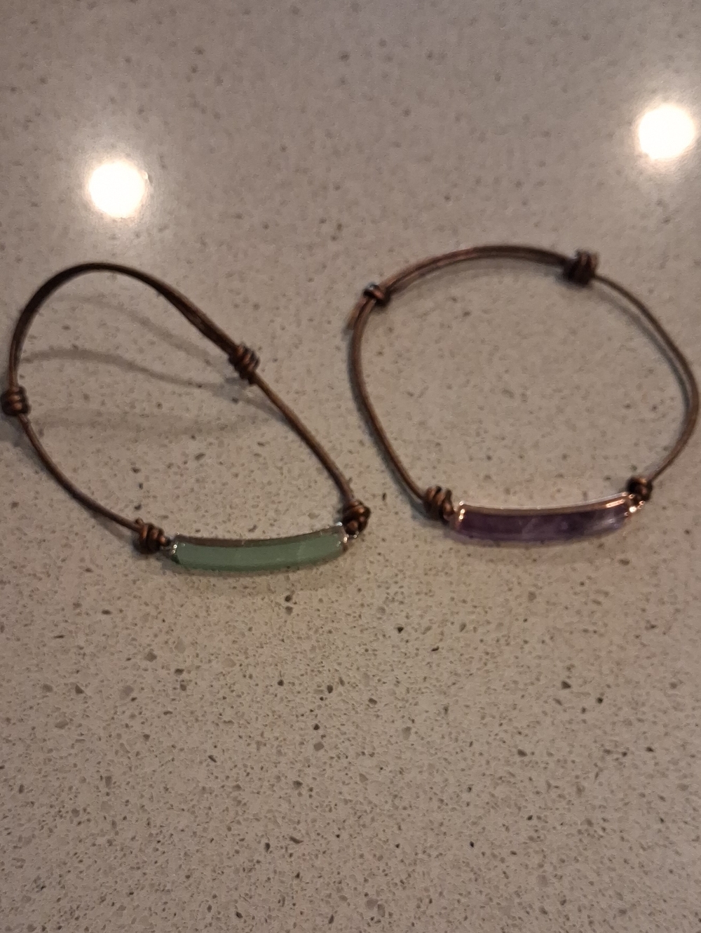 Adjustable Green and Purple Stone Cord Bracelets - Women Jewelry Marked Lacn